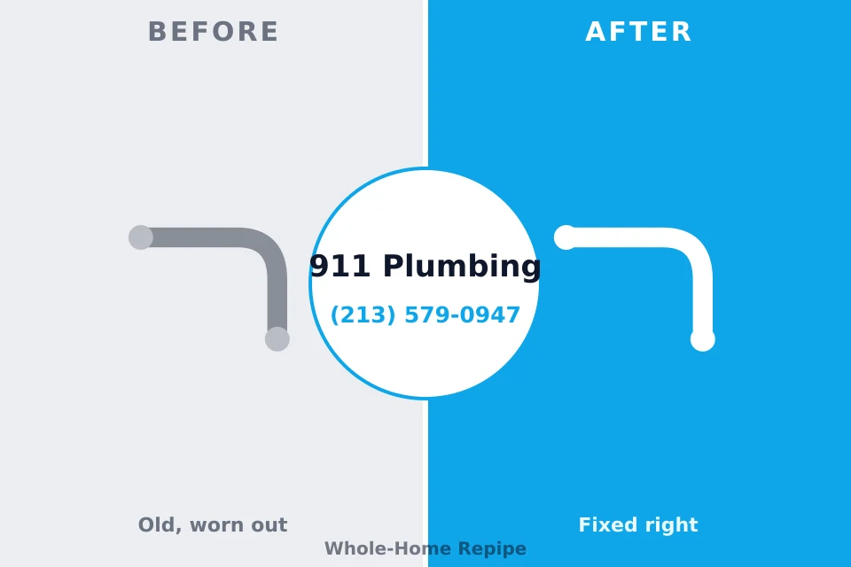 Before and after: plumbing repair Cashion, OK